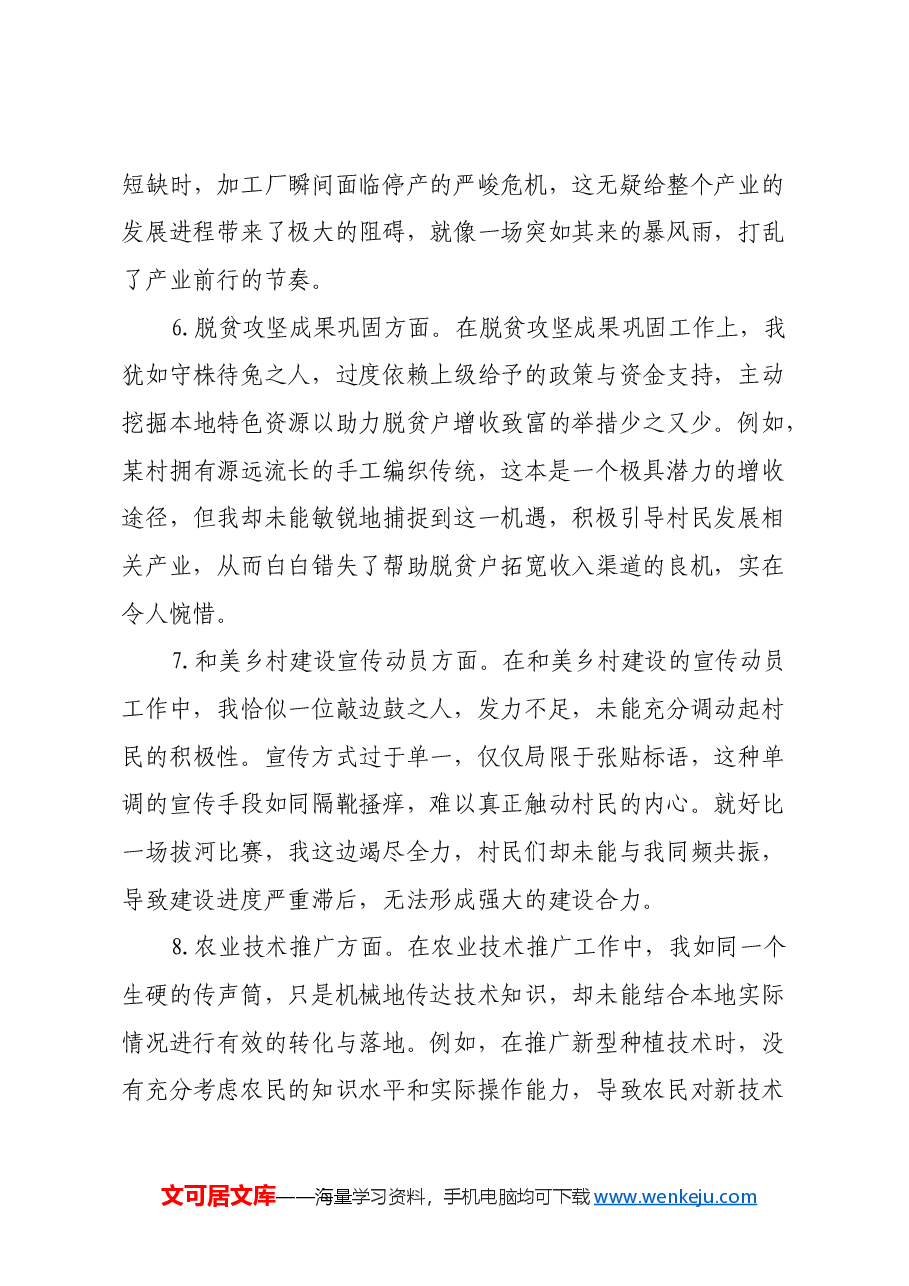 农业农村局2024年民主生活会、组织生活会意见建议.docx，第3页预览