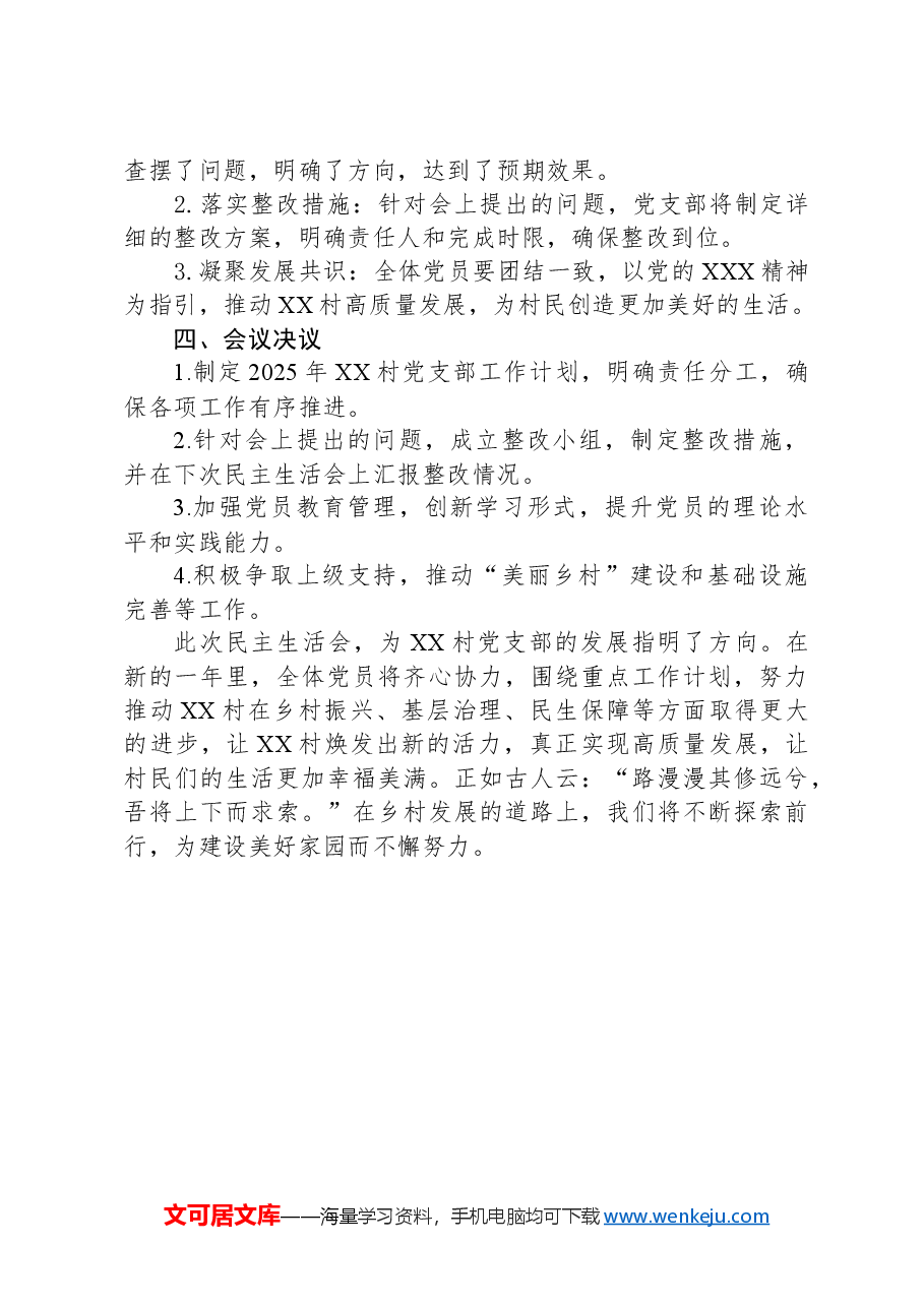 2024-2025年度XX村民主生活会会议记录.docx,第4页预览