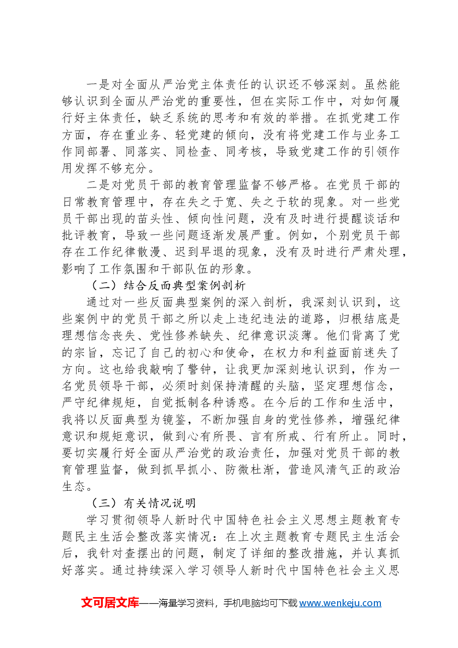 乡镇2024年度民主生活会个人发言提纲.docx，第3页预览