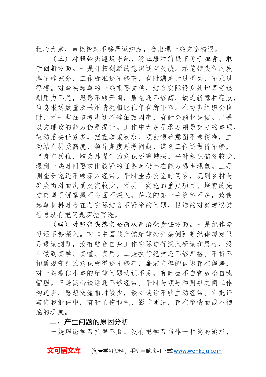 2024年度组织生活会发言提纲.docx,第2页预览
