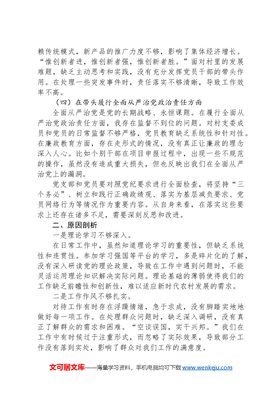 2024年度最新组织生活会个人发言提纲.docx,第2页预览