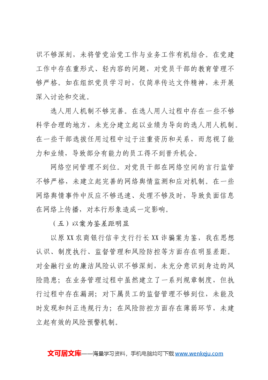 某银行党委委员、副行长2024年度民主生活会个人对照检视发言材料四个带头.docx,第4页预览