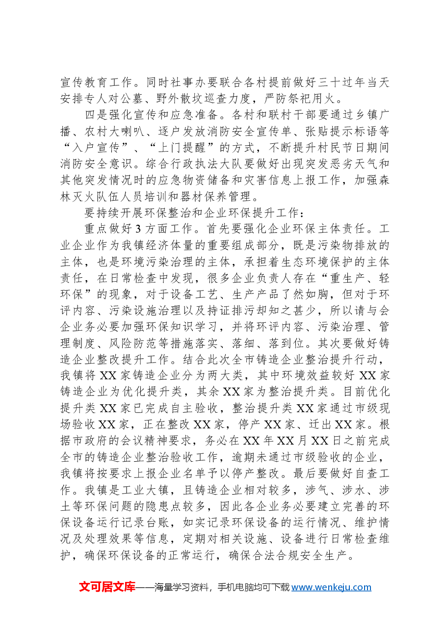 在2025年XX镇安全生产、消防安全和生态环境保护第一次全体会议上的讲话提纲.docx,第3页预览