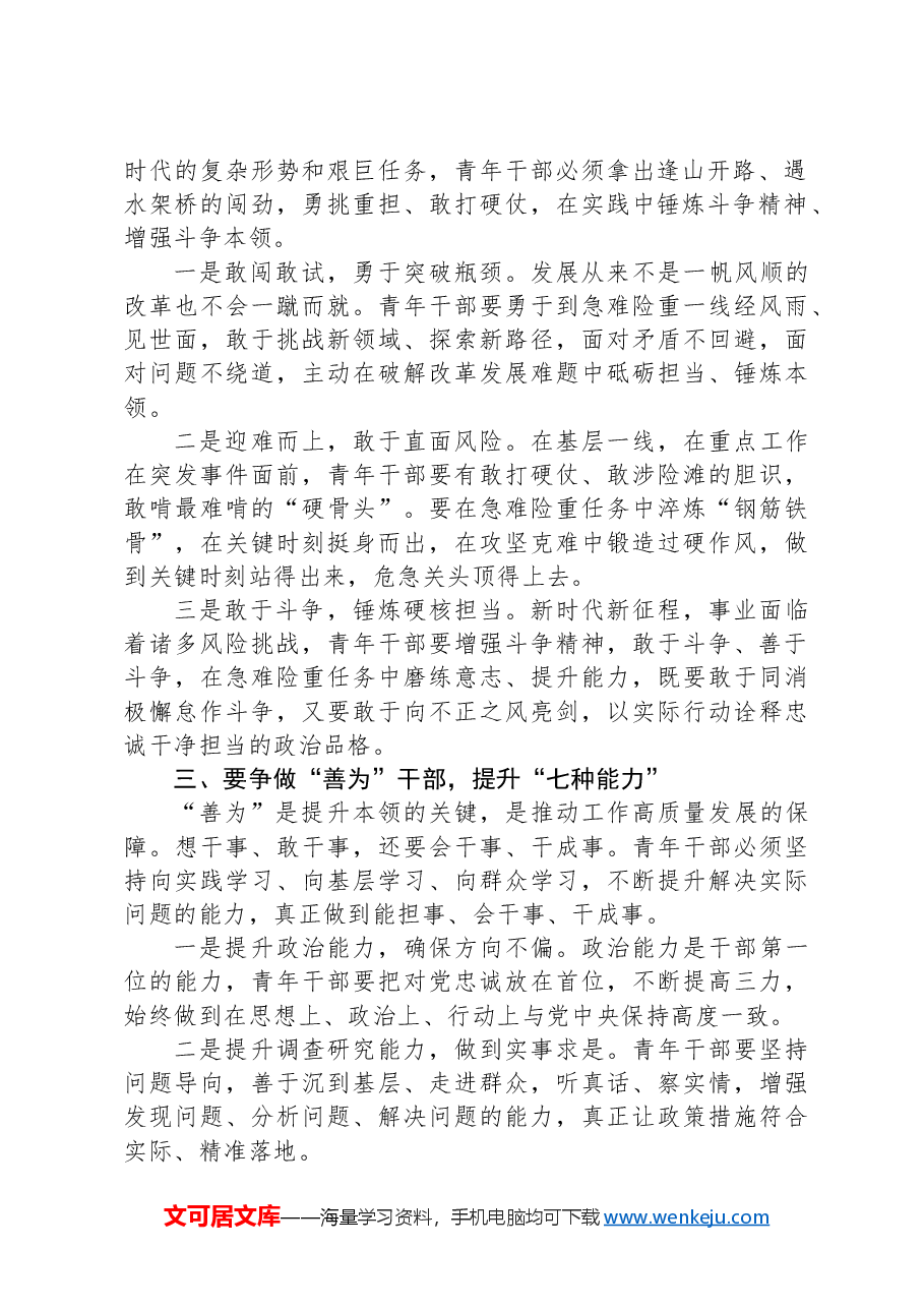 在2025年青年干部座谈会上的讲话提纲.docx,第2页预览