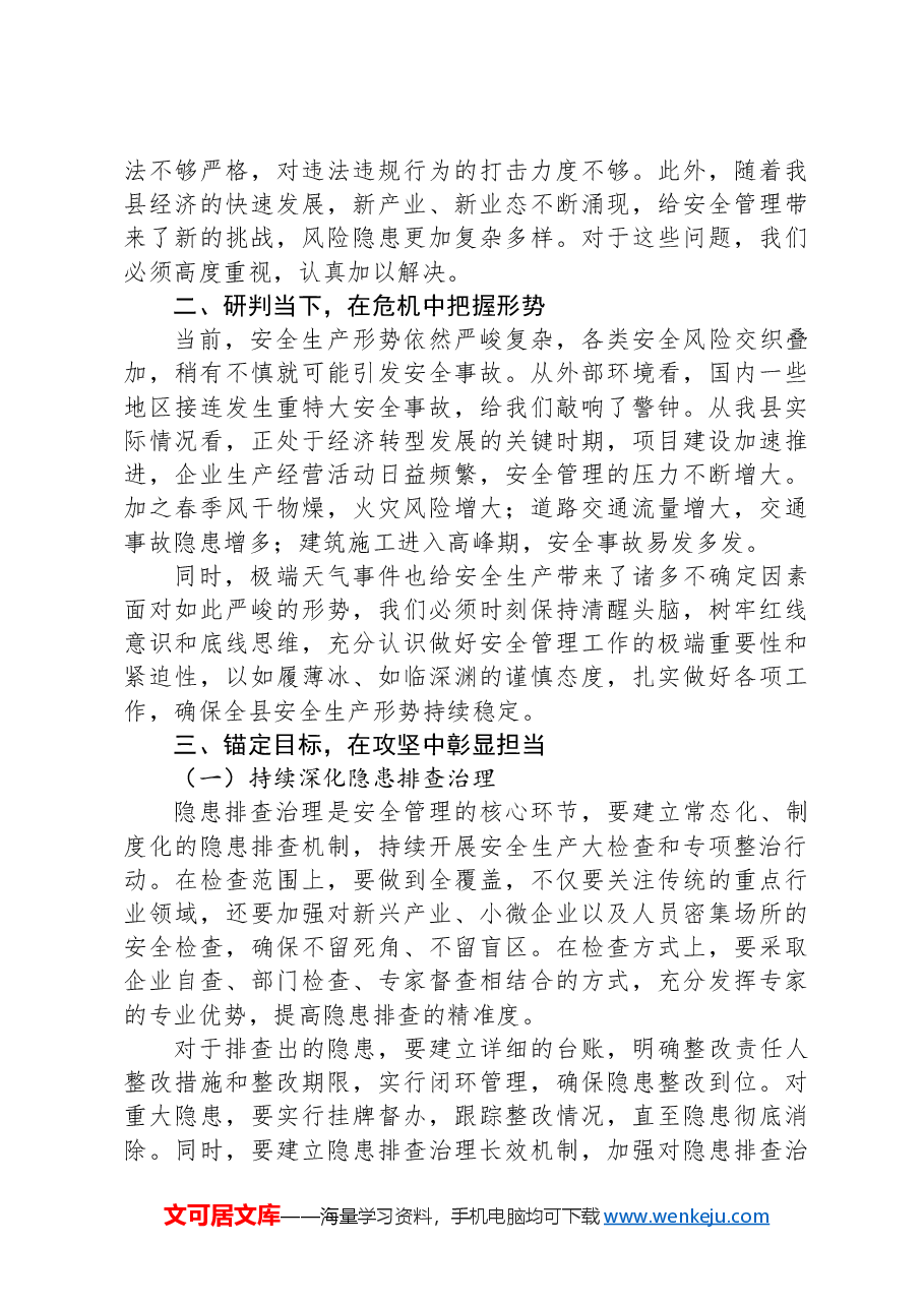 在2025年全县安全管理深化攻坚推进会上的讲话.docx,第2页预览