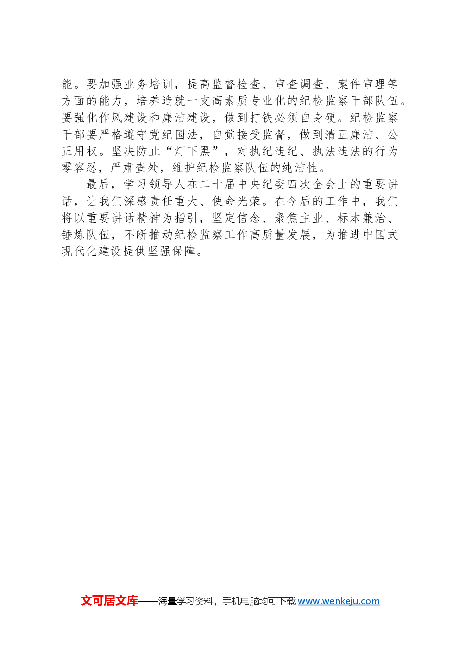 纪委学习习近平总书记在二十届中央纪委四次全会上重要讲话研讨发言.docx,第3页预览