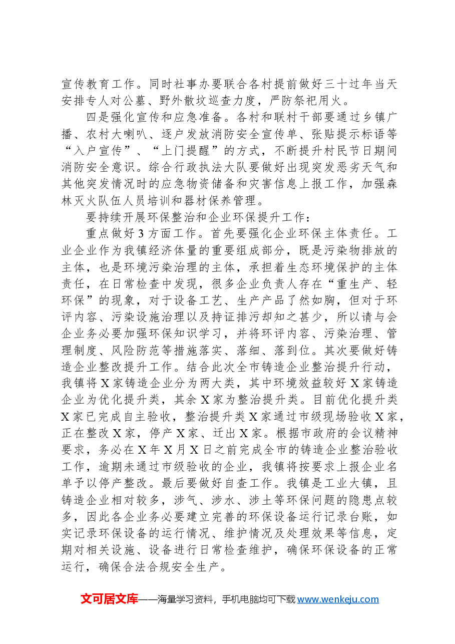 在2025年镇安全生产、消防安全和生态环境保护第一次全体会议上的讲话提纲.docx,第3页预览
