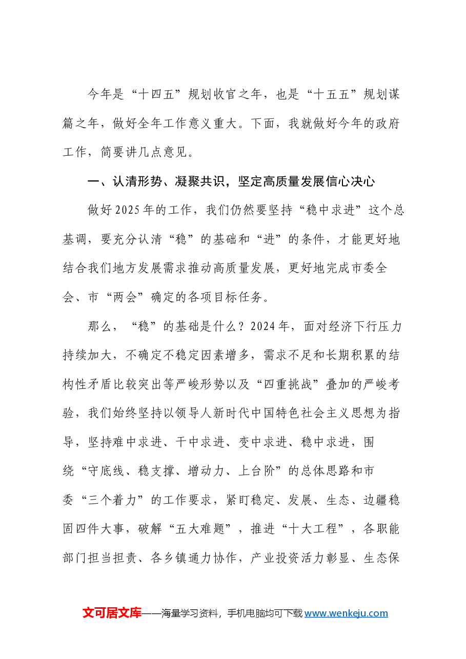 在市县第三届人民政府第四次全体(扩大)会议暨2025年第一次党风廉政会议上的讲话提纲.docx,第2页预览