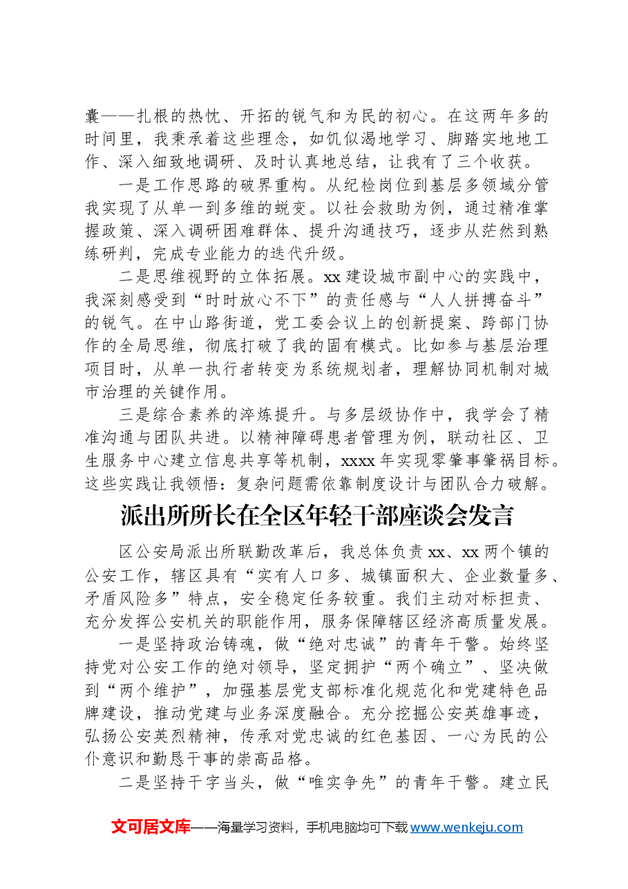 （7篇）在全区年轻干部座谈会发言材料汇编.docx，第4页预览