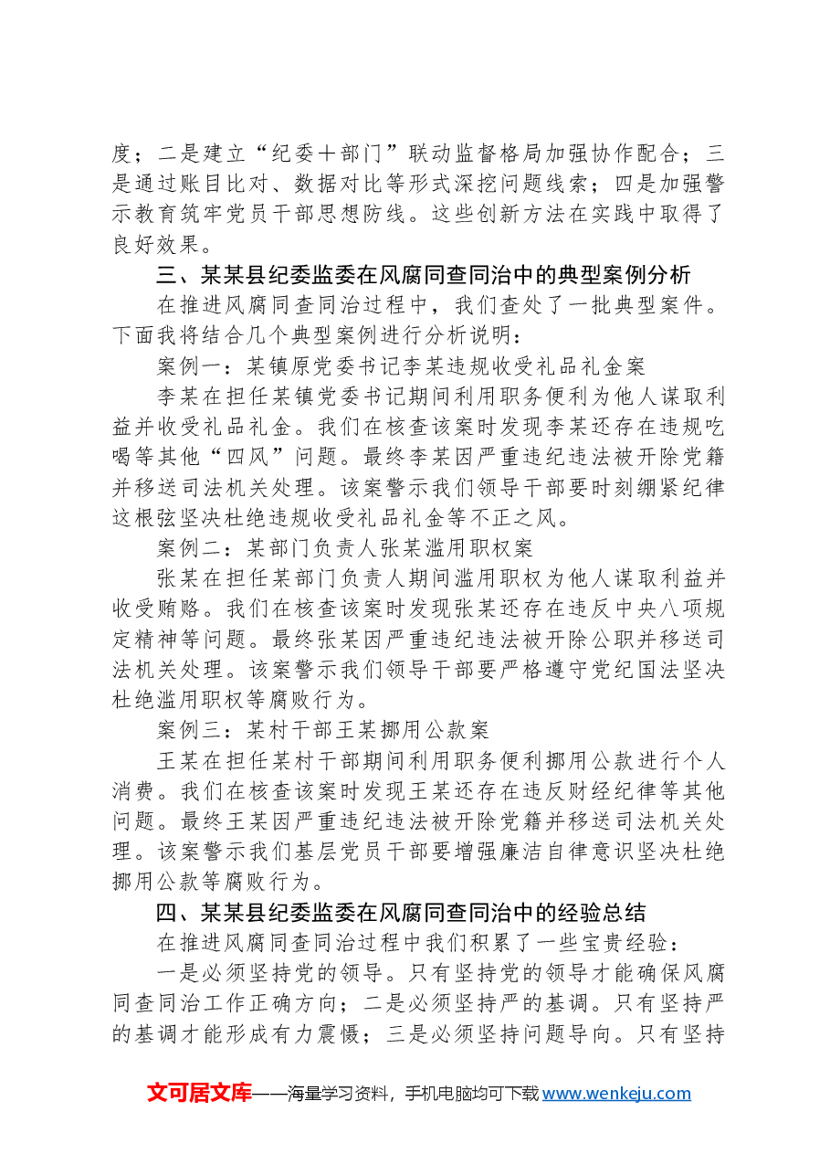 在市2025年深入推进风腐同查同治座谈会的交流发言.docx,第3页预览