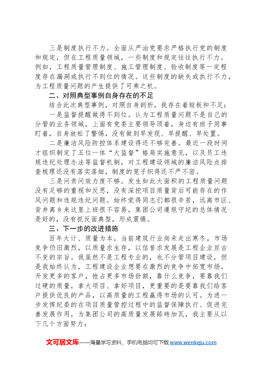 国有企业党委副书记、纪委书记巡视整改典型事例剖析会发言材料.docx,第2页预览