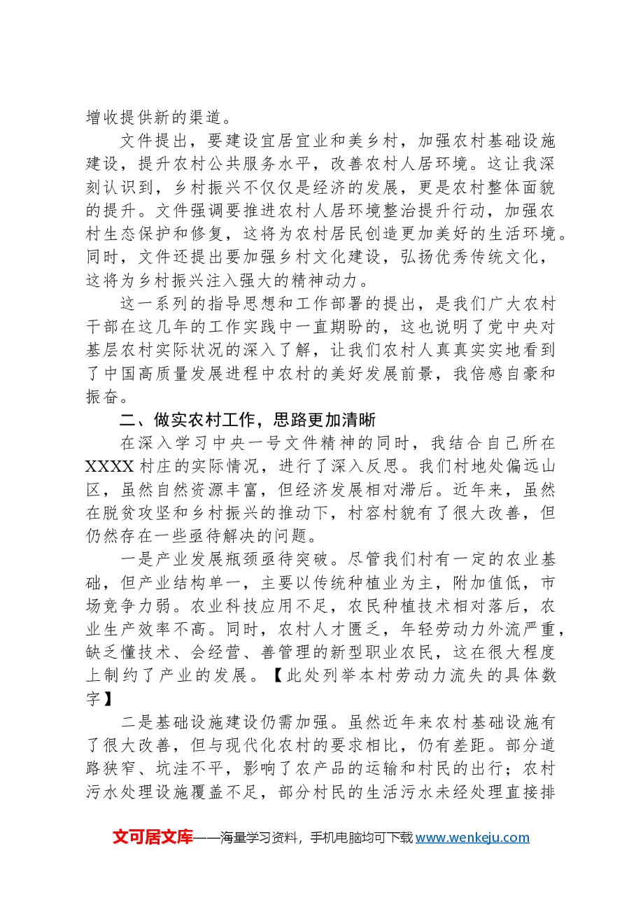 基层干部学习2025年中央一号文件精神的体会发言.docx,第2页预览