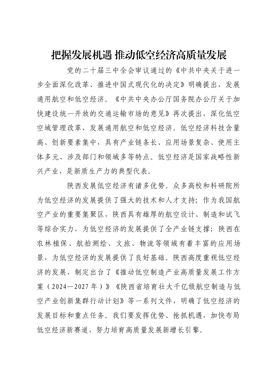 把握发展机遇 推动低空经济高质量发展.docx,第1页预览