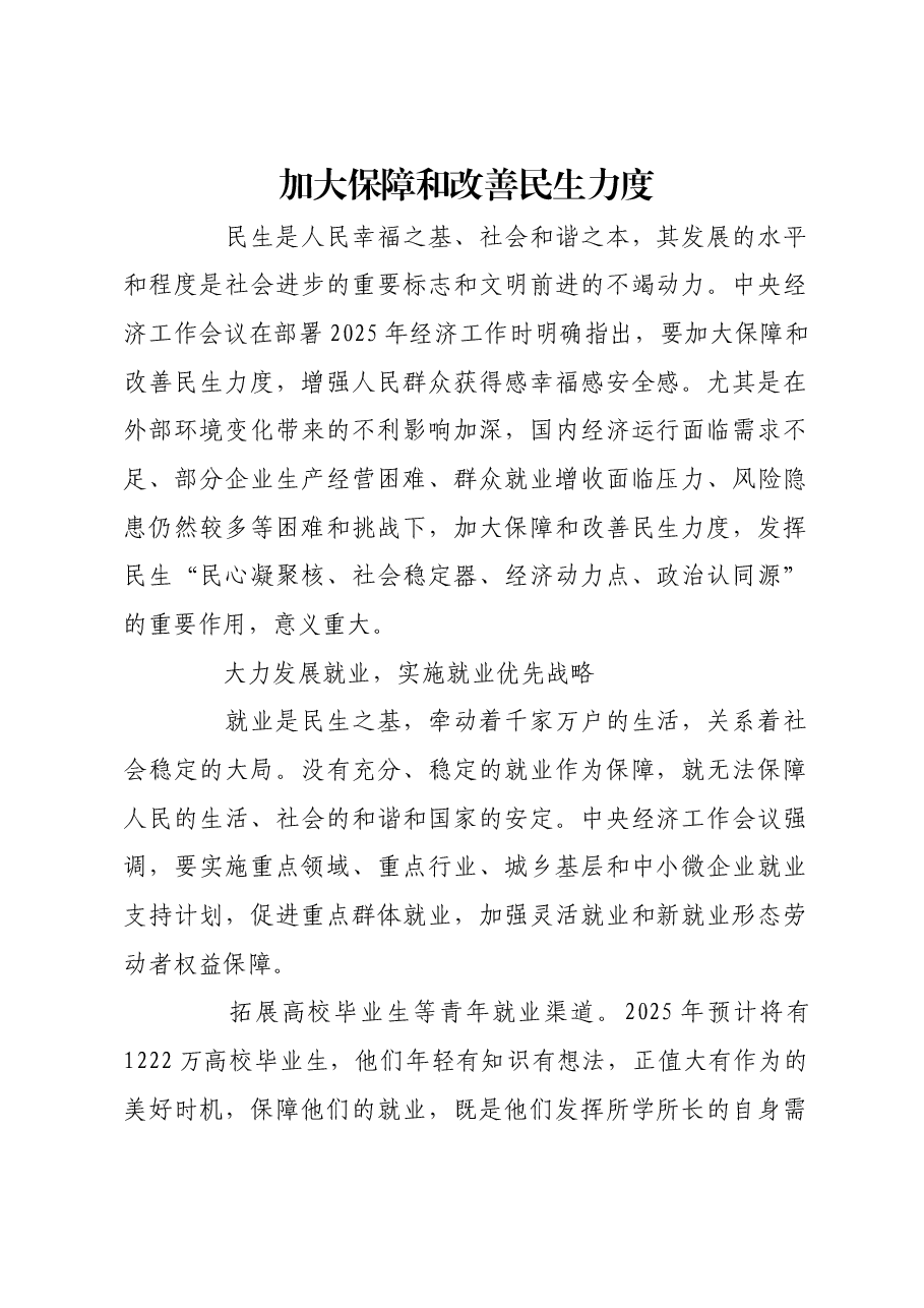 加大保障和改善民生力度.docx,第1页预览