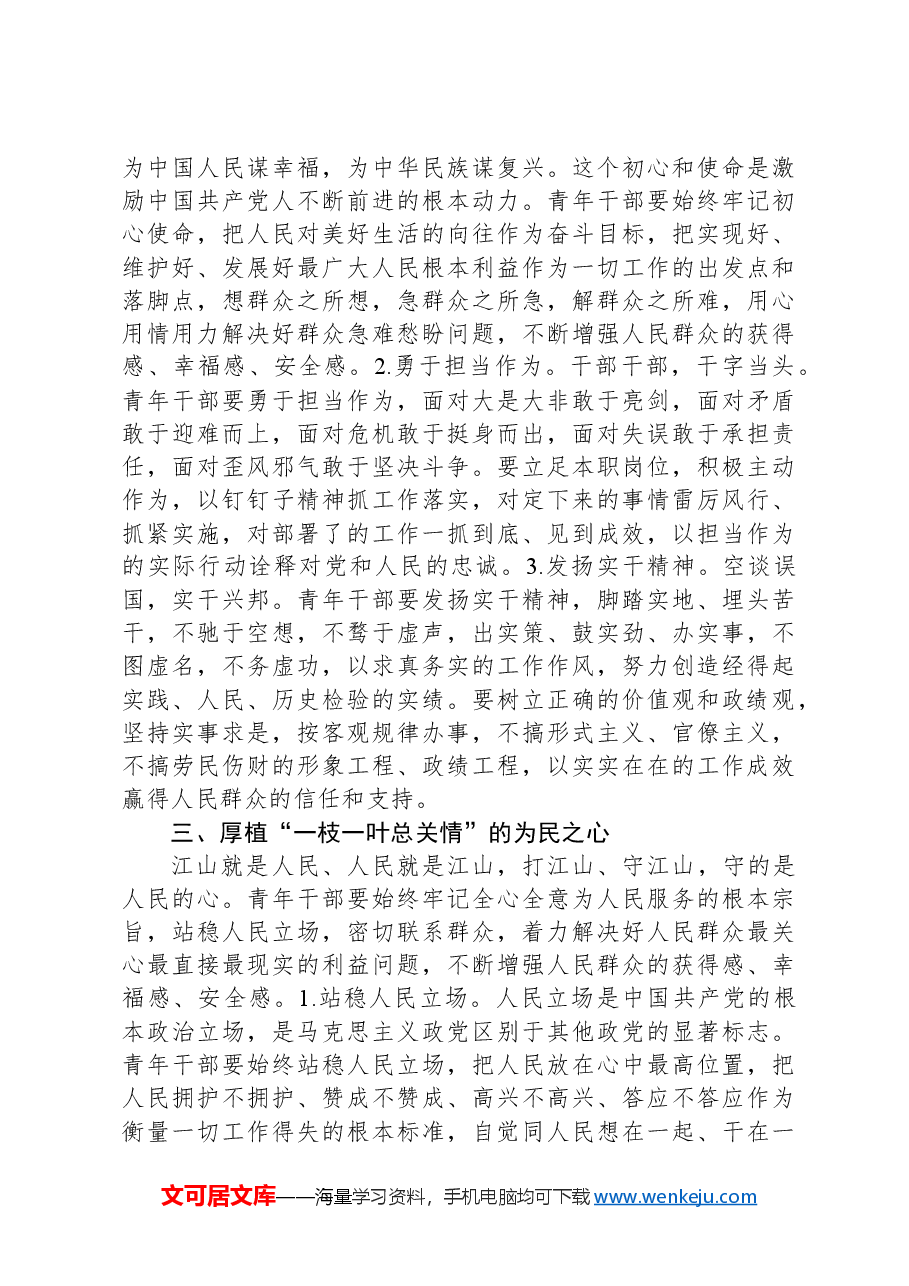 青年干部培训稿:力行“三心”,践行使命担当.docx,第3页预览