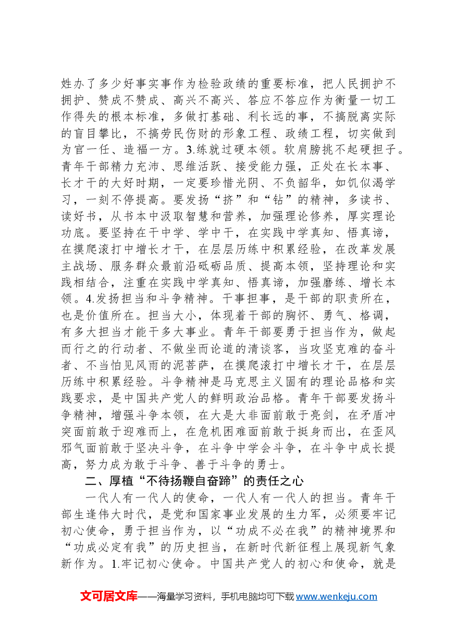 青年干部培训稿:力行“三心”,践行使命担当.docx,第2页预览