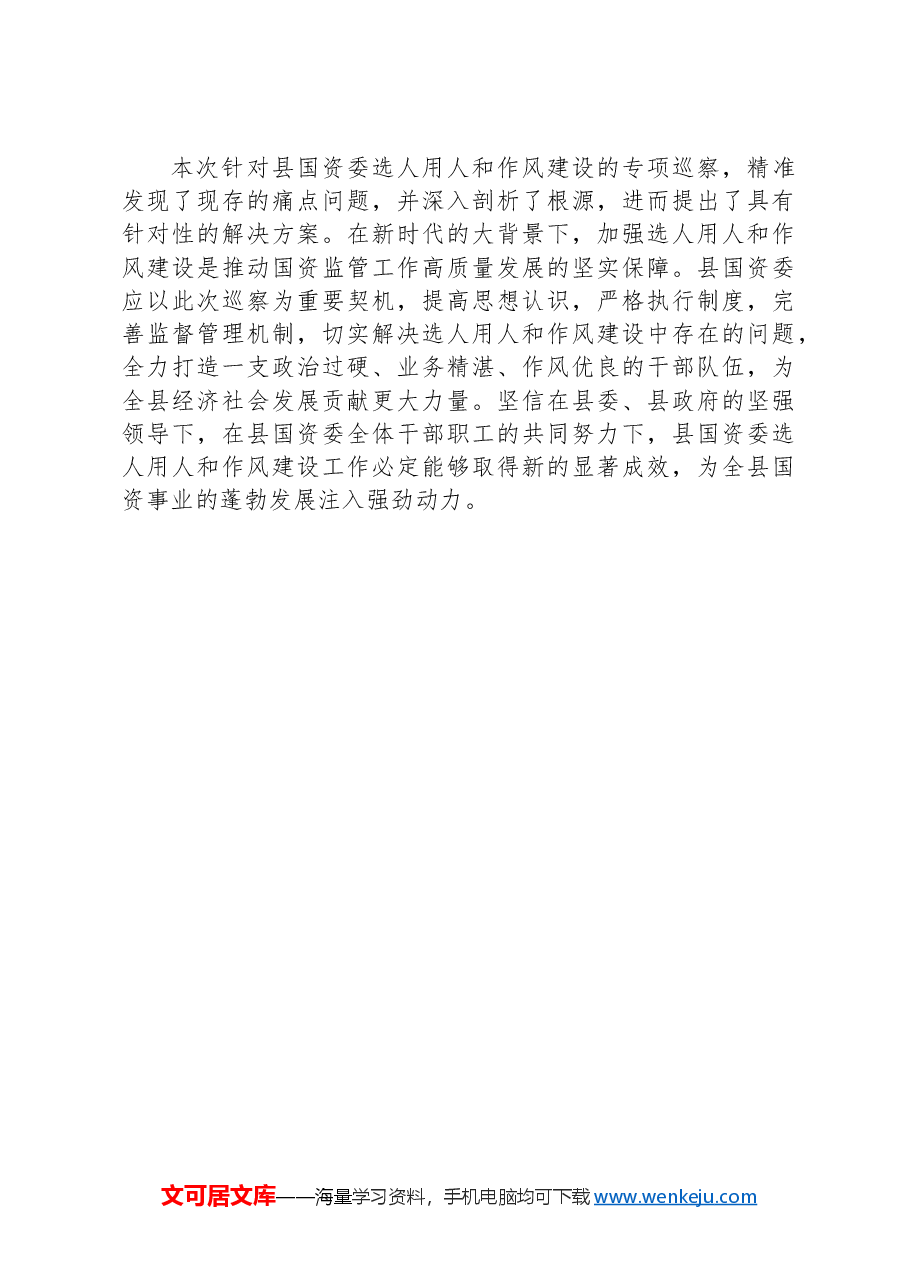 2025年XX县国资委选人用人与作风建设专项巡察报告.docx,第4页预览
