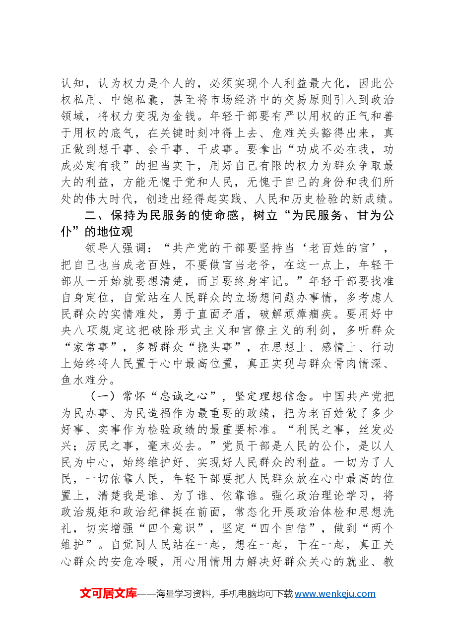 专题党课：年轻干部要守好“铁规矩、硬杠杠”，将纪律规矩落到实处.docx，第3页预览