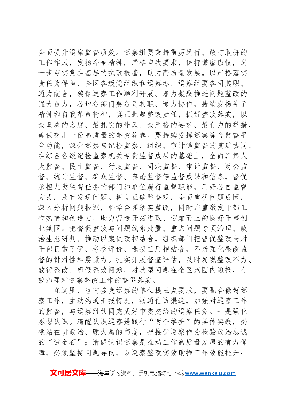 （7篇）巡察工作主题讲话汇编.docx，第4页预览