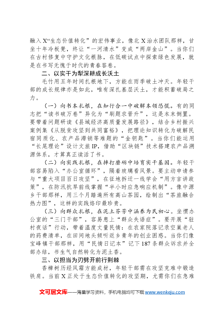 在全县2025年年轻干部座谈会上的讲话.docx,第2页预览