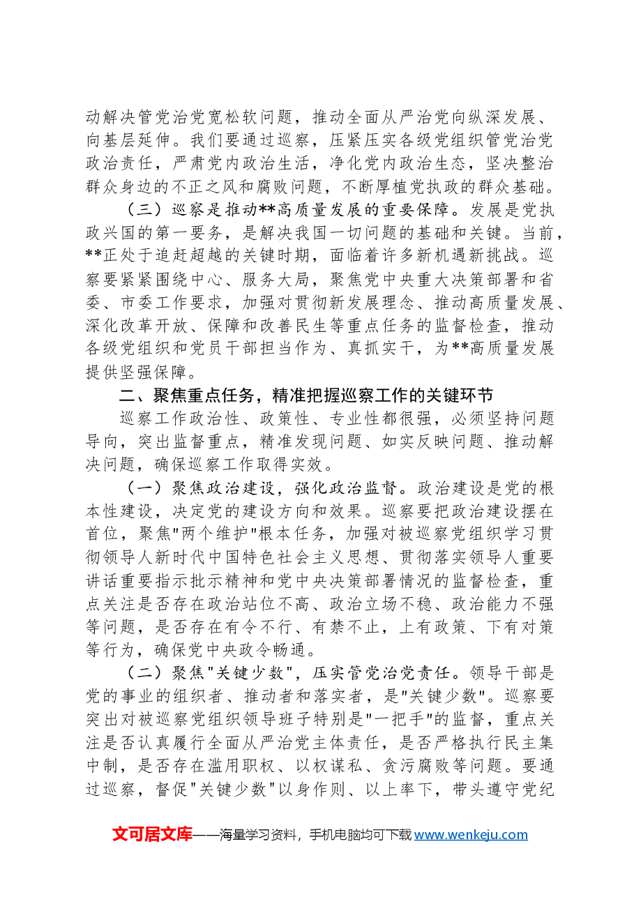 在全市巡察工作动员会议上的讲话.docx,第2页预览