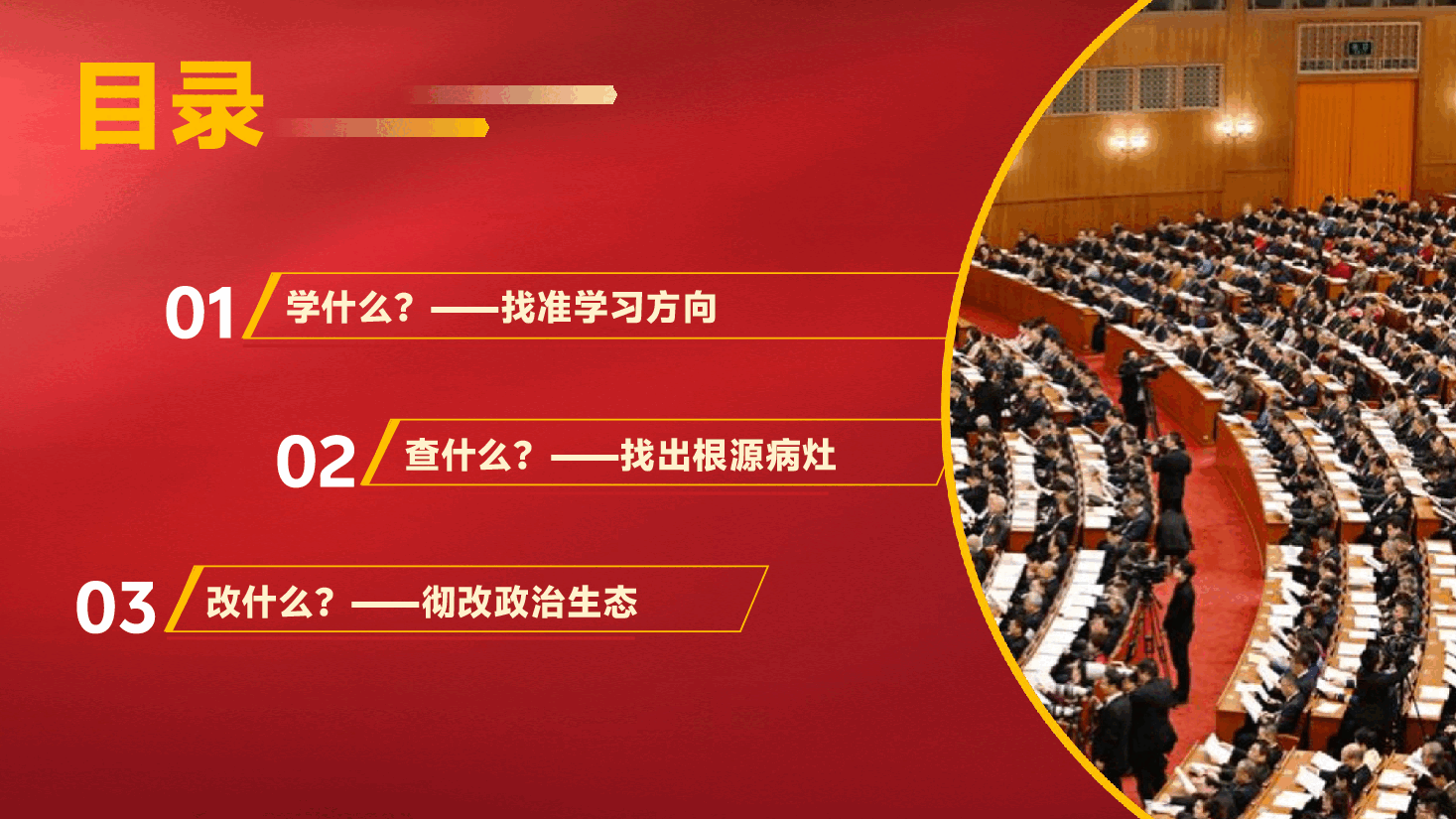 学习教育PPT(附文字稿):学什么、查什么、改什么——树靶子立尺子,理清学习教育思路.pptx,第3页预览