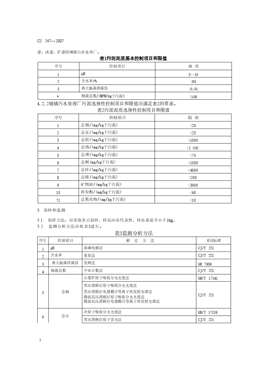CJ247-2007 城镇污水处理厂污泥泥质.doc,第4页预览