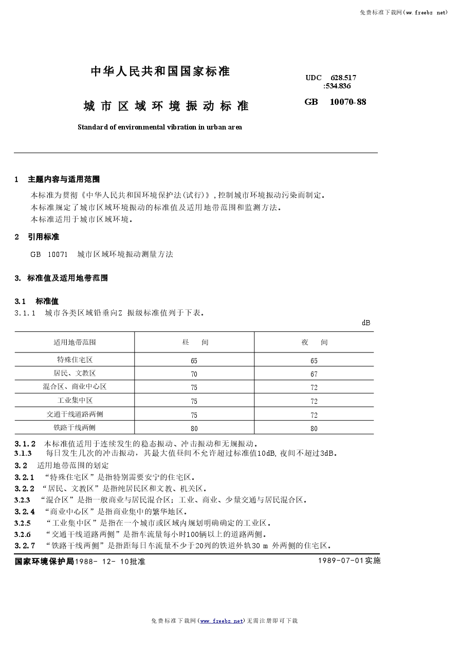 GB10070-88城市区域环境振动标准.doc,第1页预览