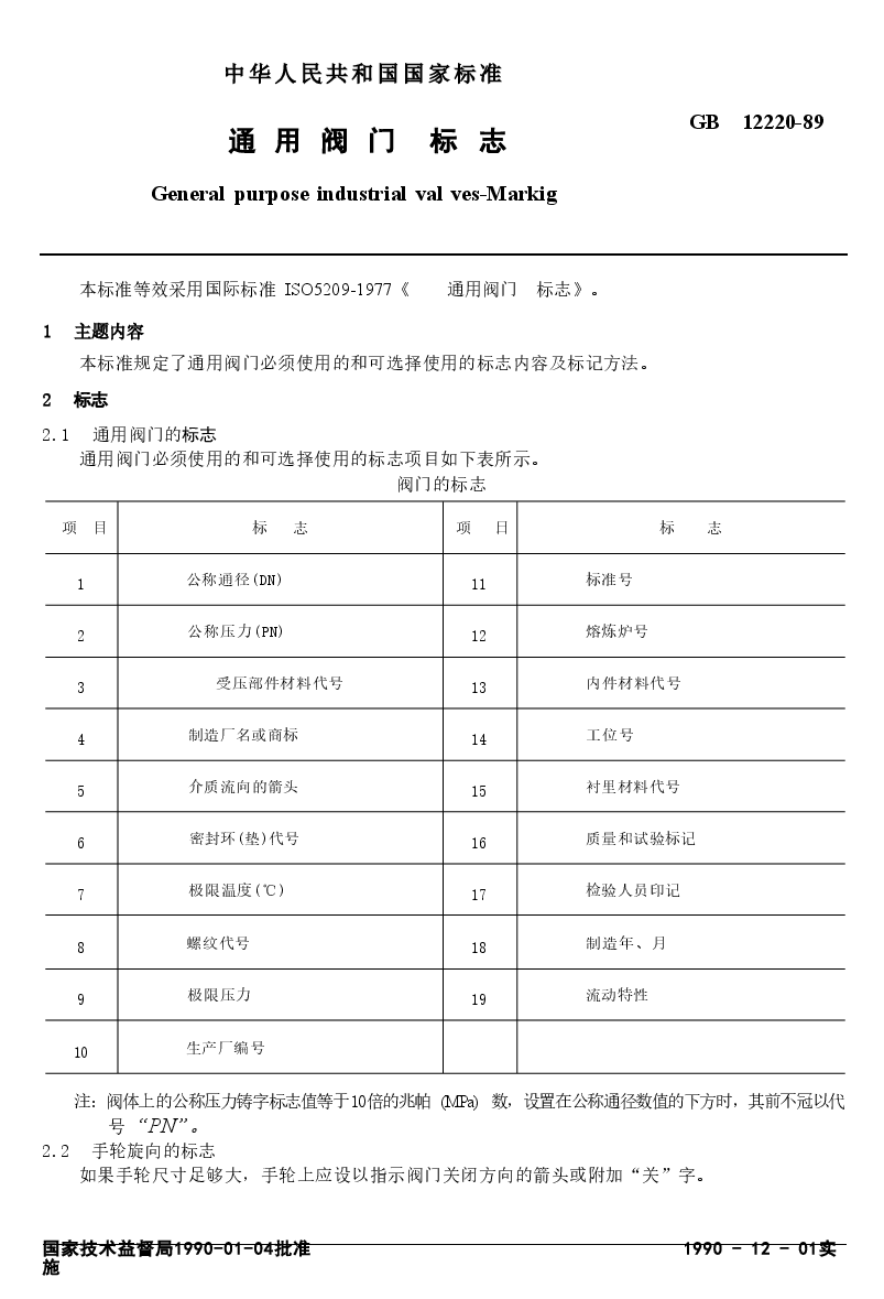 GB12220-1989 通用阀门标志.doc,第1页预览
