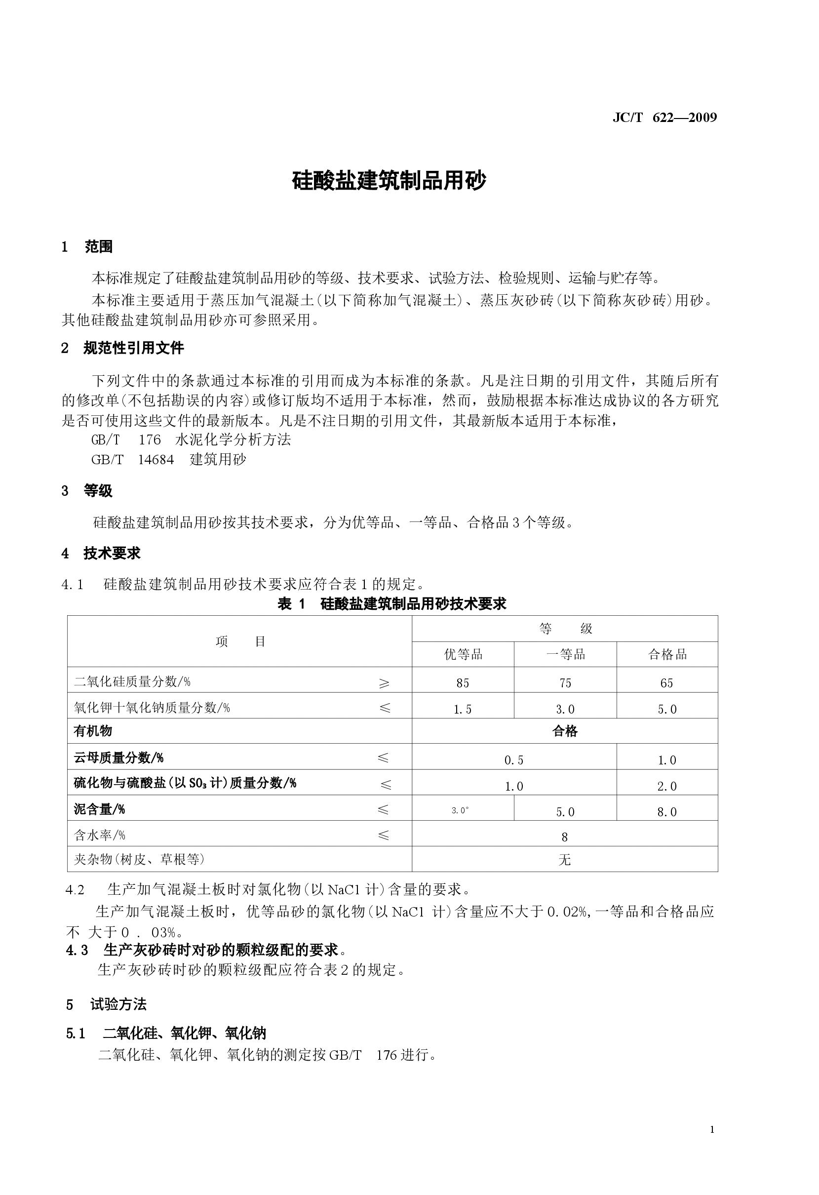 JCT622-2009 硅酸盐建筑制品用砂.docx，第3页预览