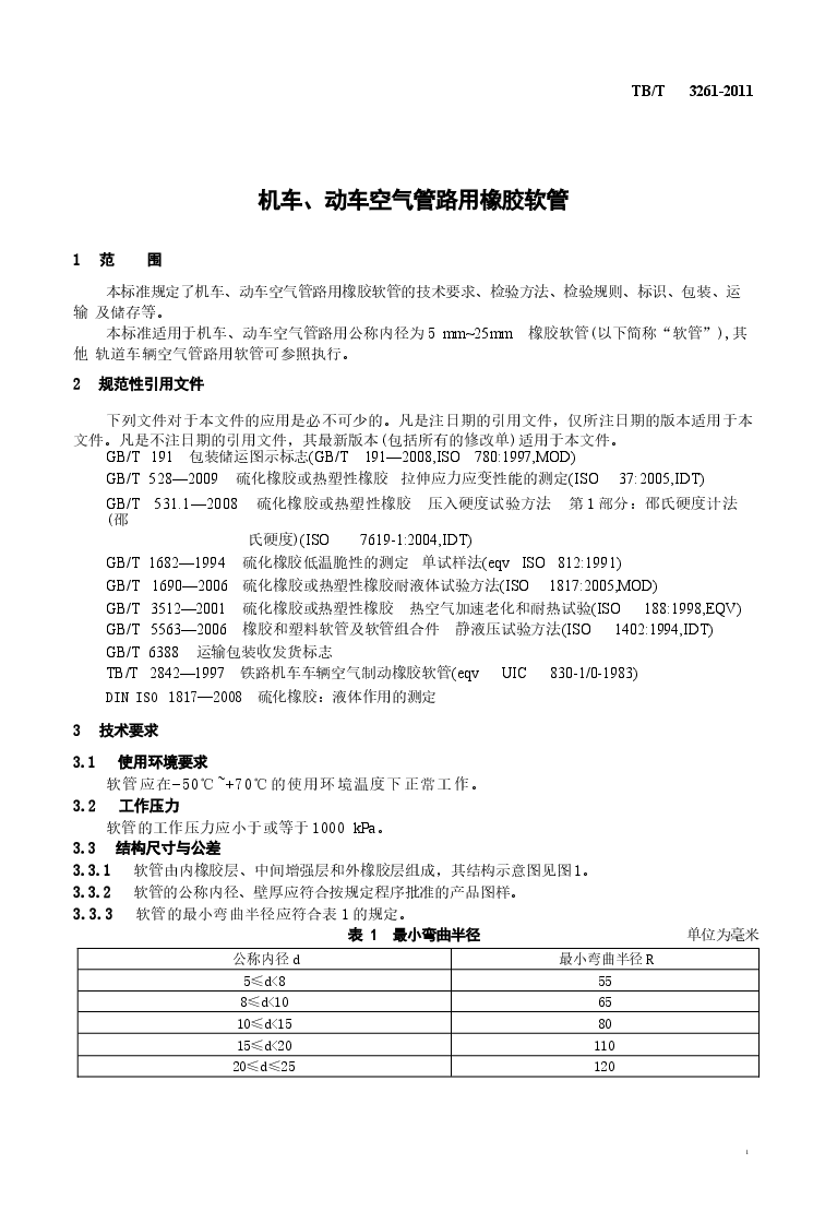 TBT3261-2011 机车、动车空气管路用橡胶软管.docx,第4页预览