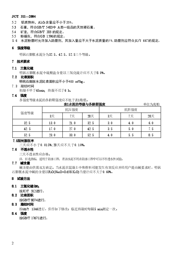 JC311-2004 明矾石膨胀水泥.doc,第4页预览