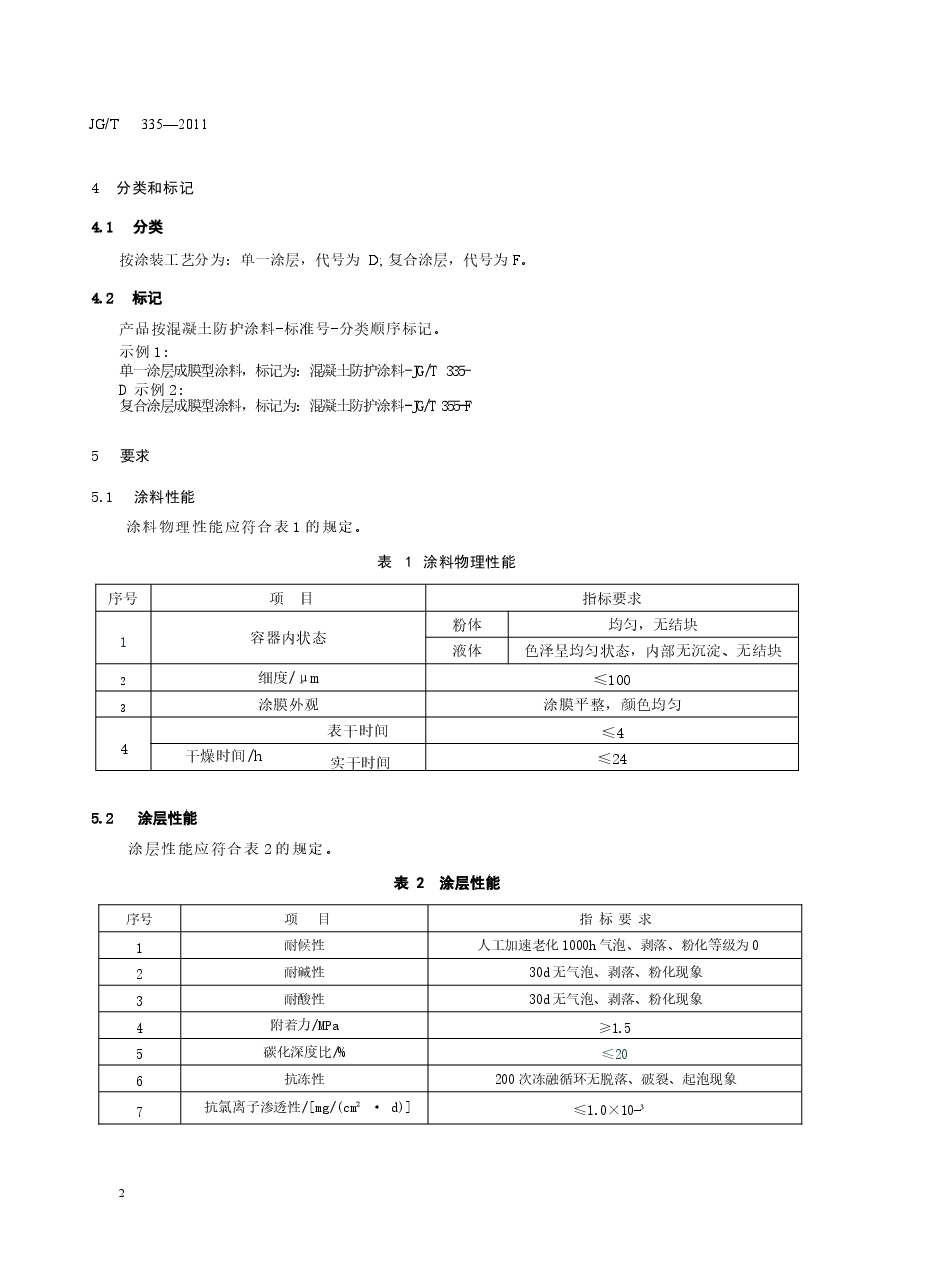 JGT335-2011 混凝土结构防护用成膜型涂料.docx,第4页预览
