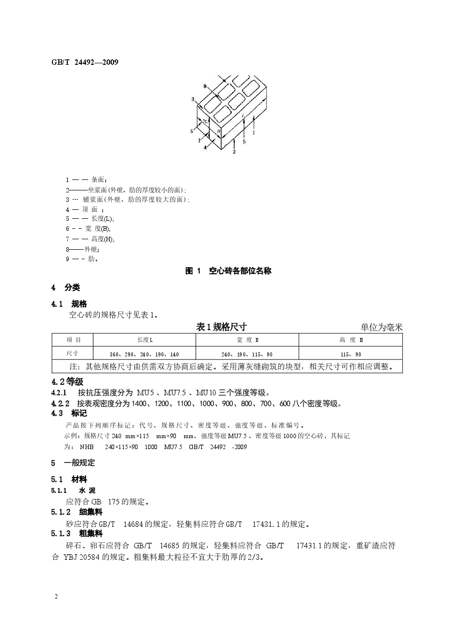 GBT24492-2009 非承重混凝土空心砖.docx,第4页预览