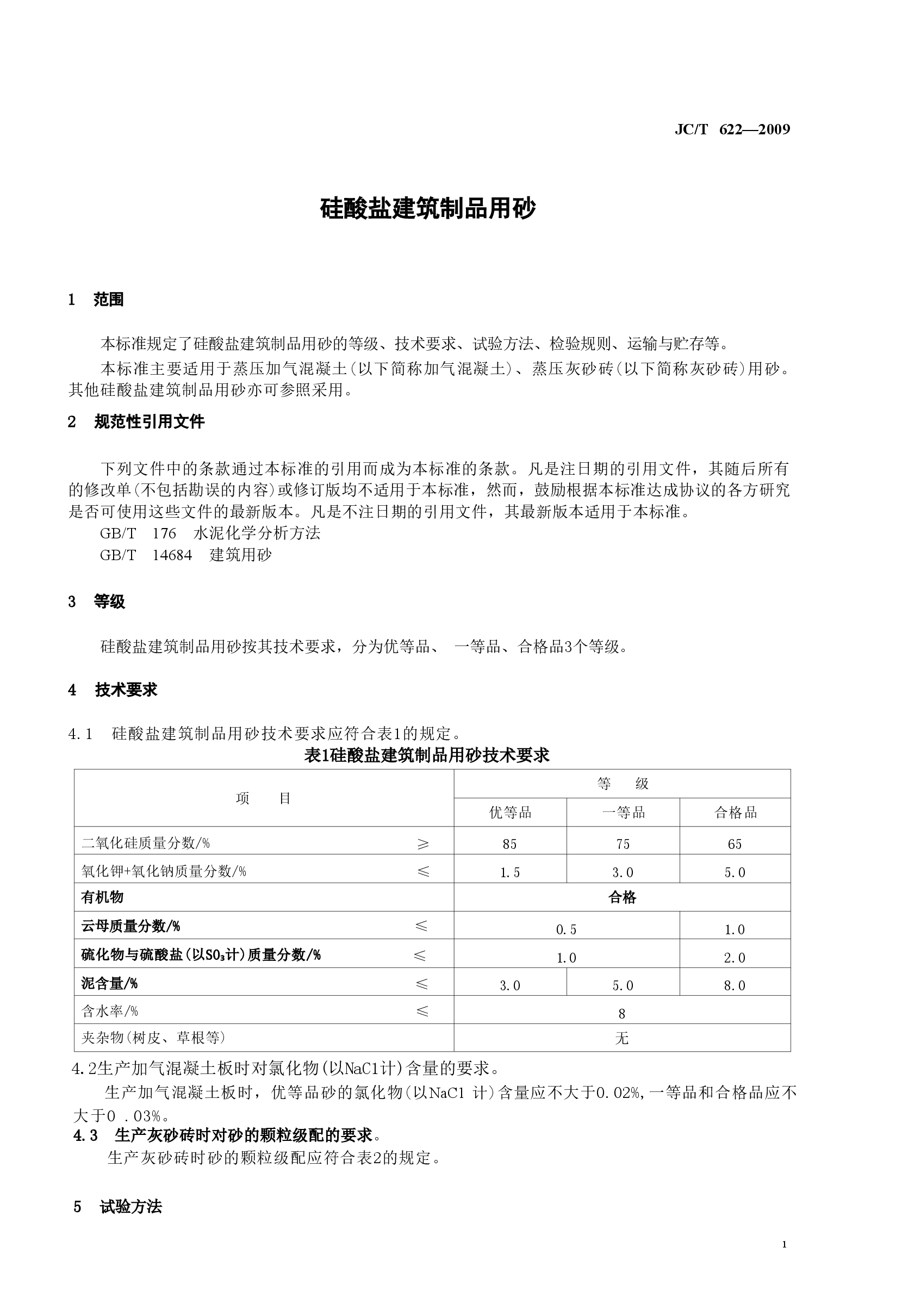 JCT622-2009 硅酸盐建筑制品用砂.doc，第4页预览