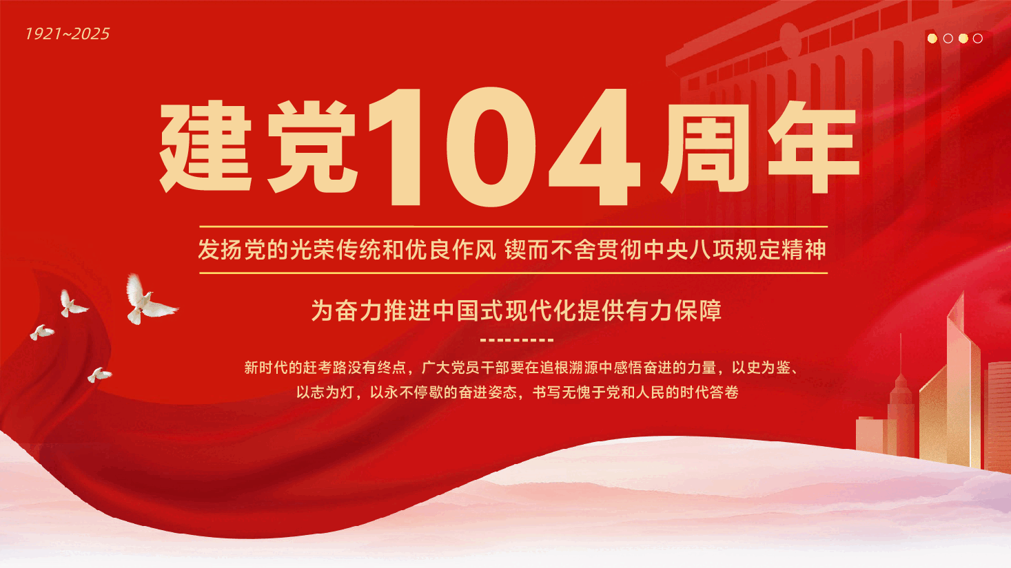 建党104周年党课PPT:发扬党的光荣传统和优良作风,锲而不舍贯彻中央八项规定精神.pptx,第1页预览