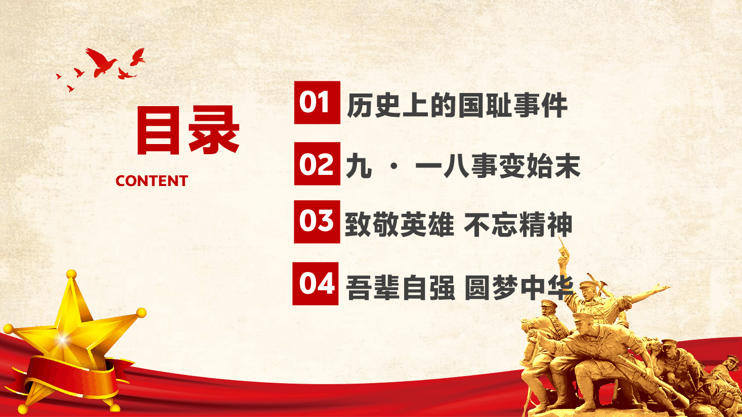 2025九一八事变PPT:铭记历史勿忘国耻.pptx,第2页预览