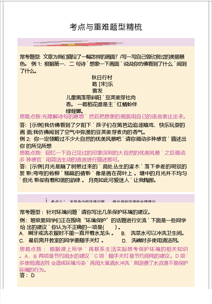 2024小学语文四五六年级上册考点与重难点题型精梳合集.docx,第3页预览