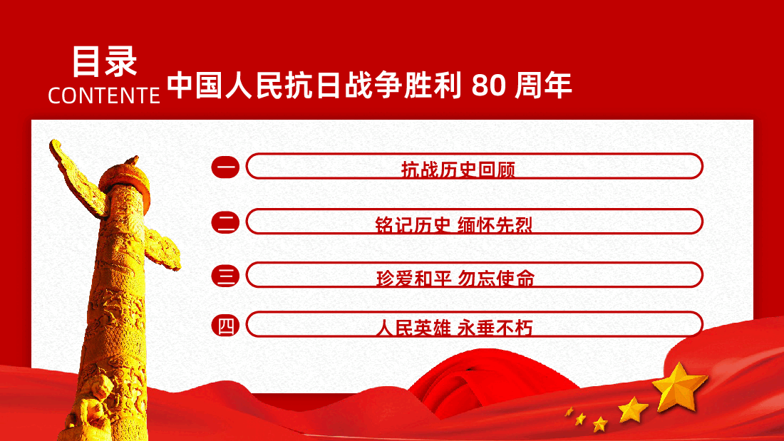 【抗日战争胜利80周年】纪念中国人民抗日战争暨世界反法西斯战争胜利80周年PPT.pptx,第3页预览