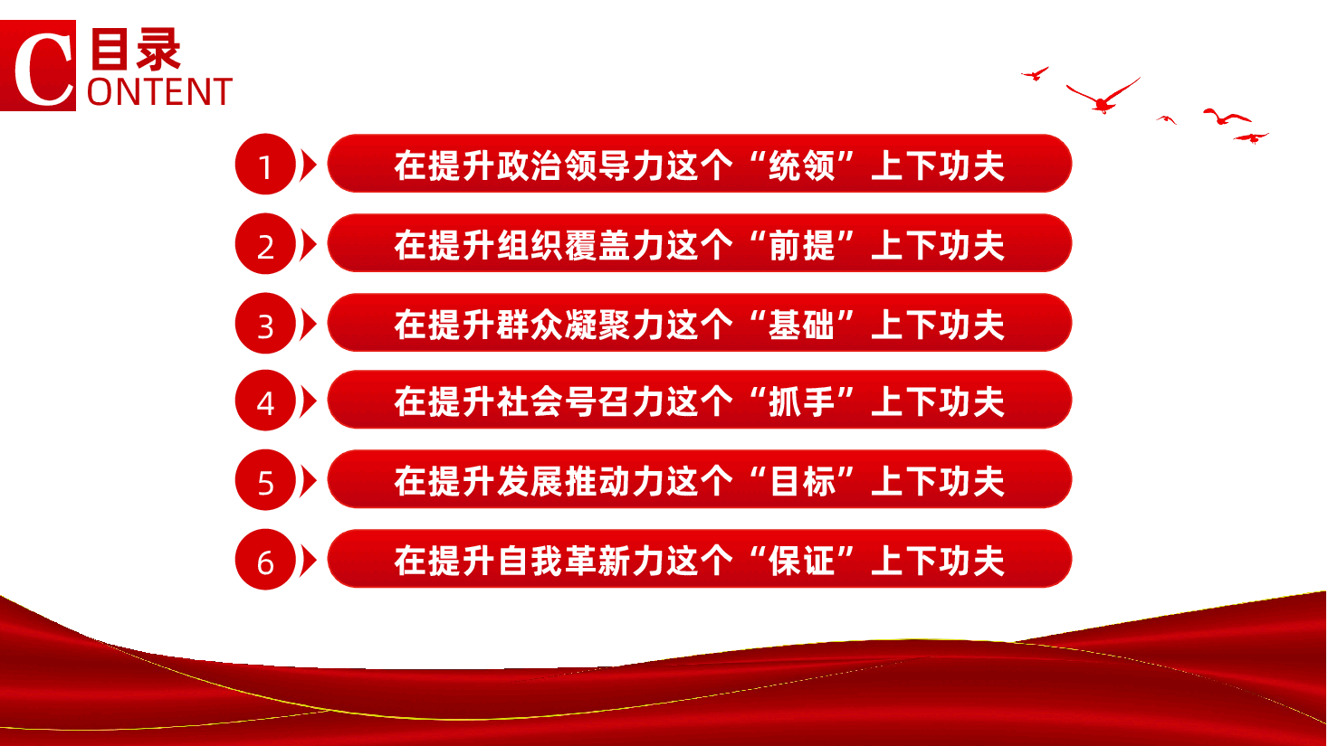 增强基层党组织的组织功能,推动基层党建高质量发展ppt——提升政治领导力、组织覆盖力、群众凝聚力、社会号召力、发展推动力、自我革新力(含讲稿).pptx,第3页预览
