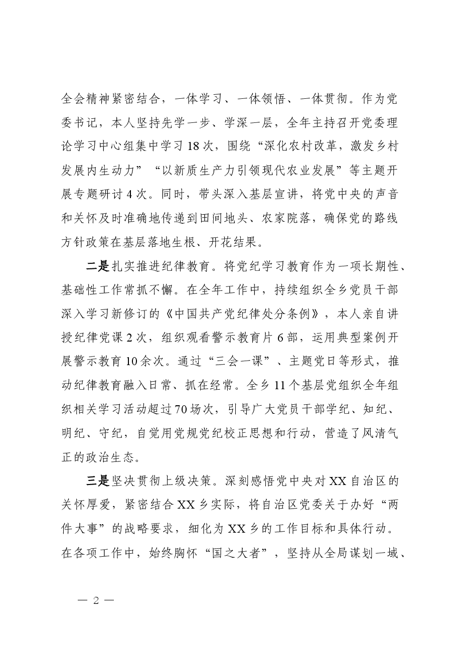 乡党委书记2025年度述职述廉报告.docx,第2页预览