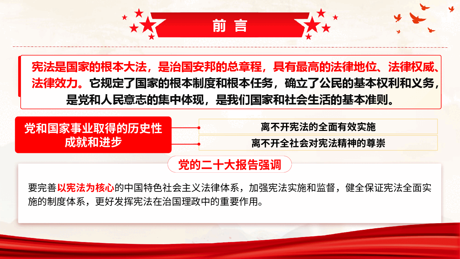 宪法宣传学习专题课件PPT(附文稿):大力弘扬宪法精神,进一步筑牢法治基石.pptx,第2页预览