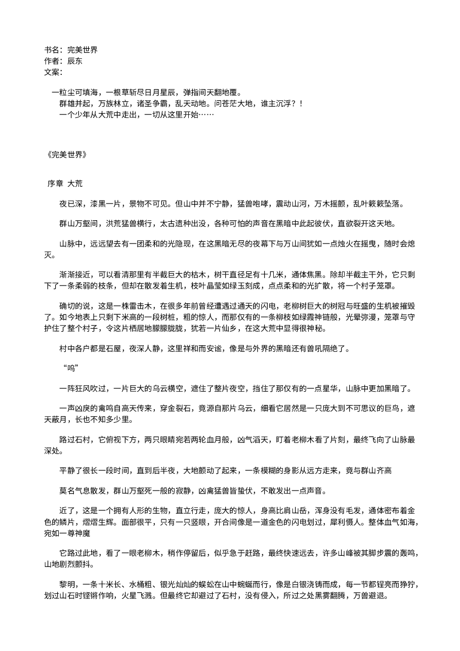 完美世界.txt,第1页预览