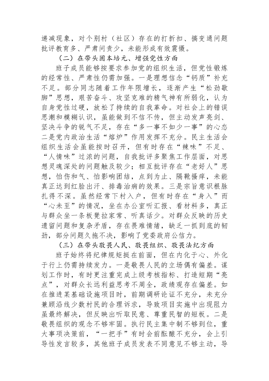 乡镇党委班子2025年度民主生活会对照检查发言.docx,第2页预览