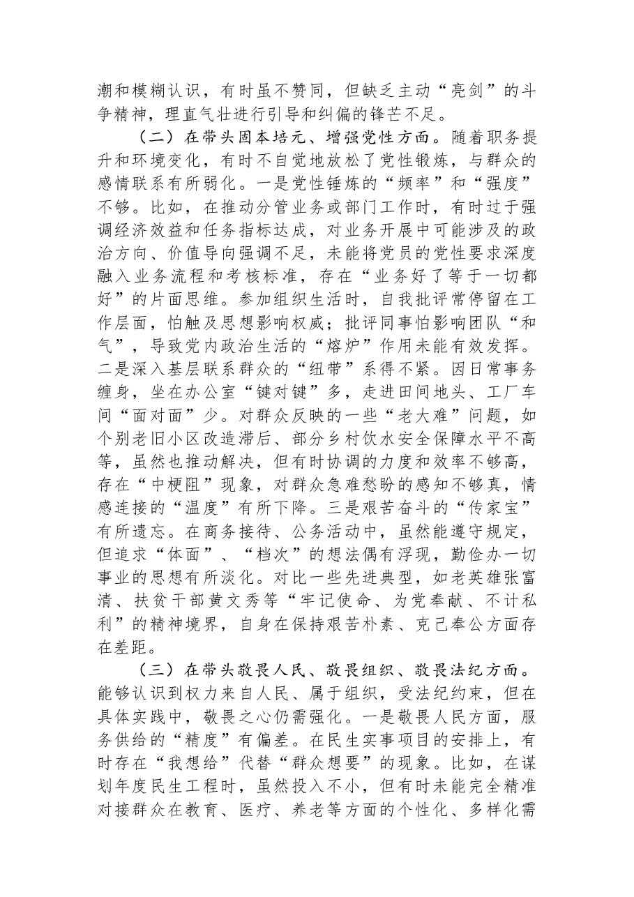 党员领导干部2025年度民主生活会对照检查材料.docx,第2页预览