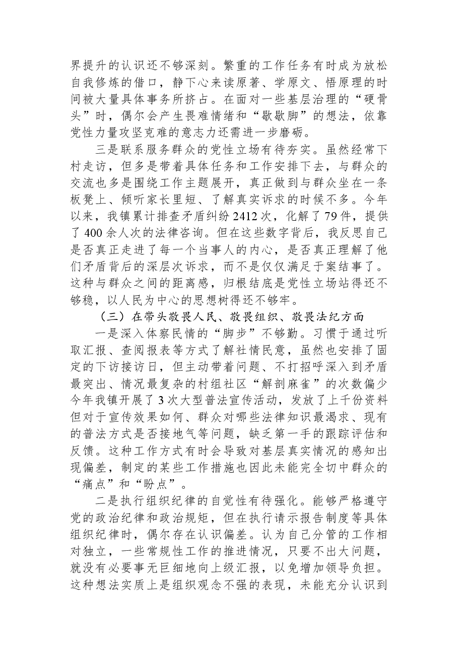 副镇长2025年度民主生活会对照检查材料(五个带头).docx,第3页预览
