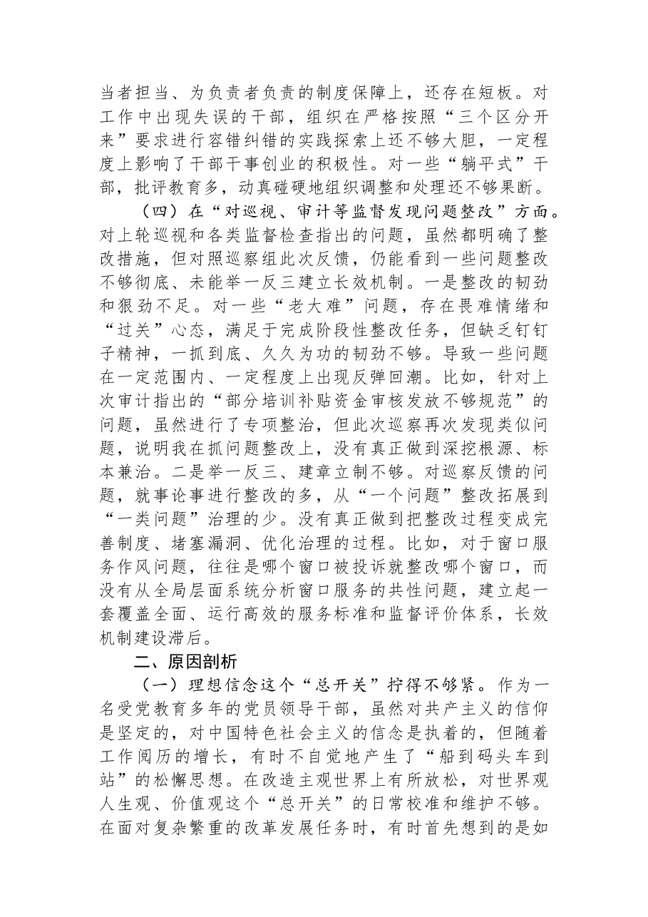 2025年巡察反馈意见整改专题民主生活会个人对照检查材料.docx,第4页预览