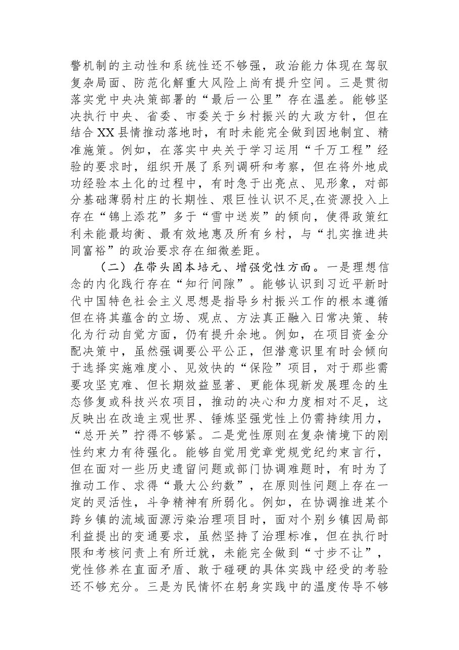 乡村振兴局党组书记2025年度民主生活会个人对照检查材料(五个带头).docx,第2页预览