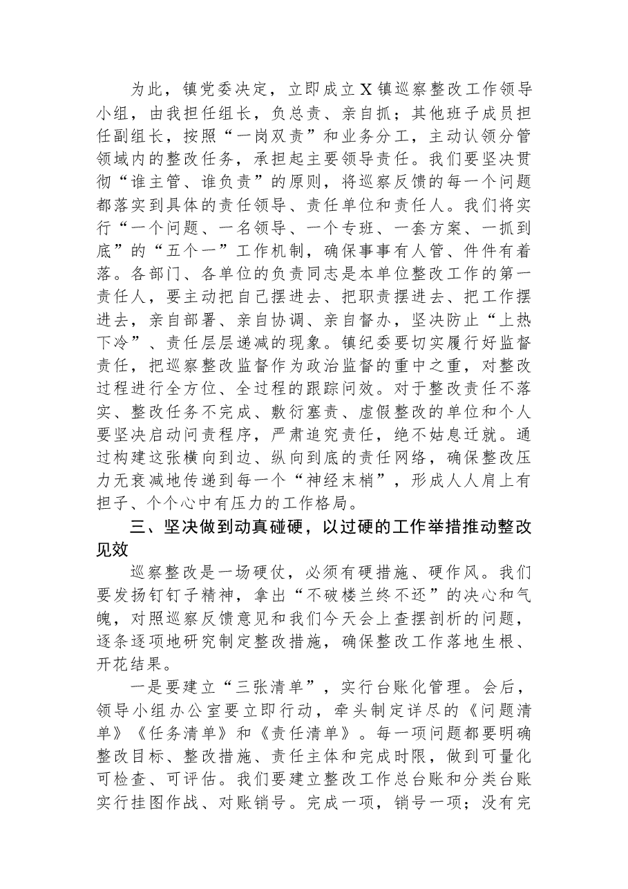 在2025年镇党委巡察整改专题民主生活会上的总结讲话.docx,第3页预览