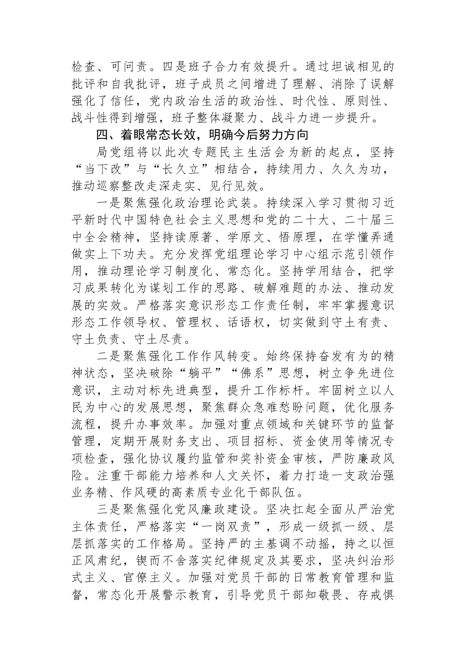 关于2025年巡察整改专题民主生活会召开情况的报告.docx,第4页预览